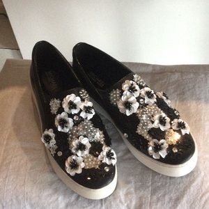 Michael Kors Trent Sequin Floral Sneaker slip-on 9M